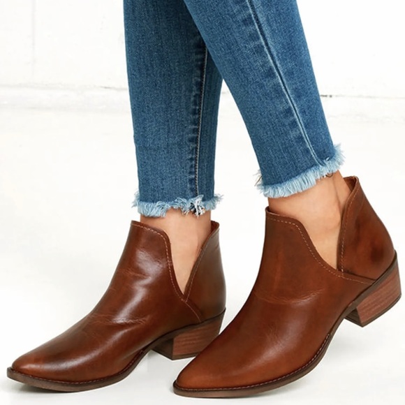 Steve Madden Austin Cognac Leather Ankle Booties • Sz 9 - Picture 2 of 12